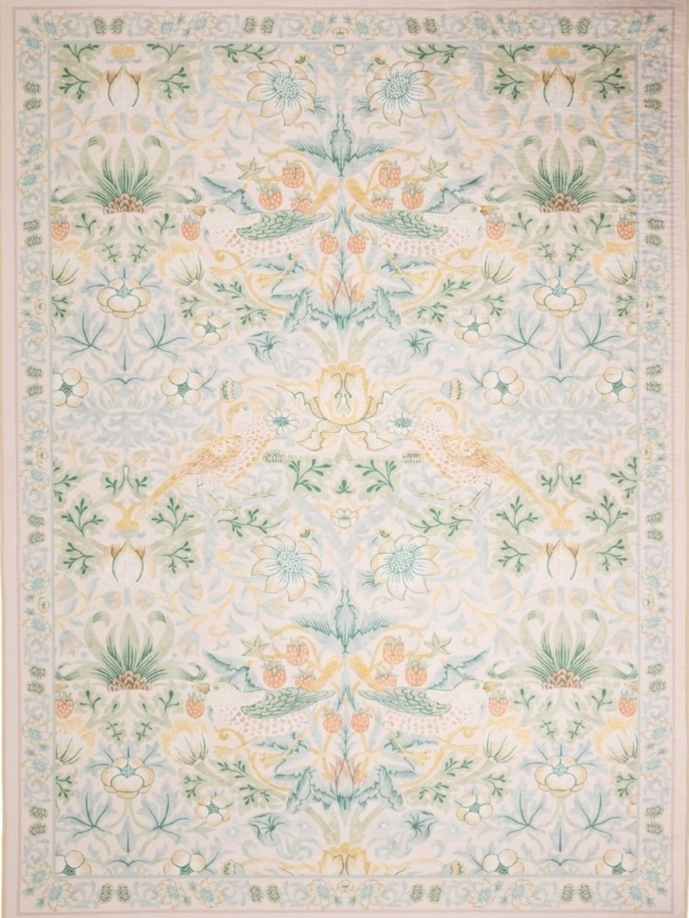 MORRIS & CO Strawberry Thief Printed Outdoor Indoor  Area Rug - 5x7', Sage